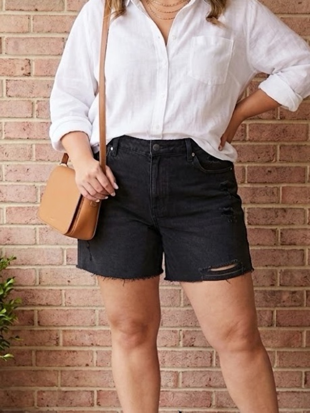 Wild Fable High - Rise Bermuda Shorts Black Wash Distressed